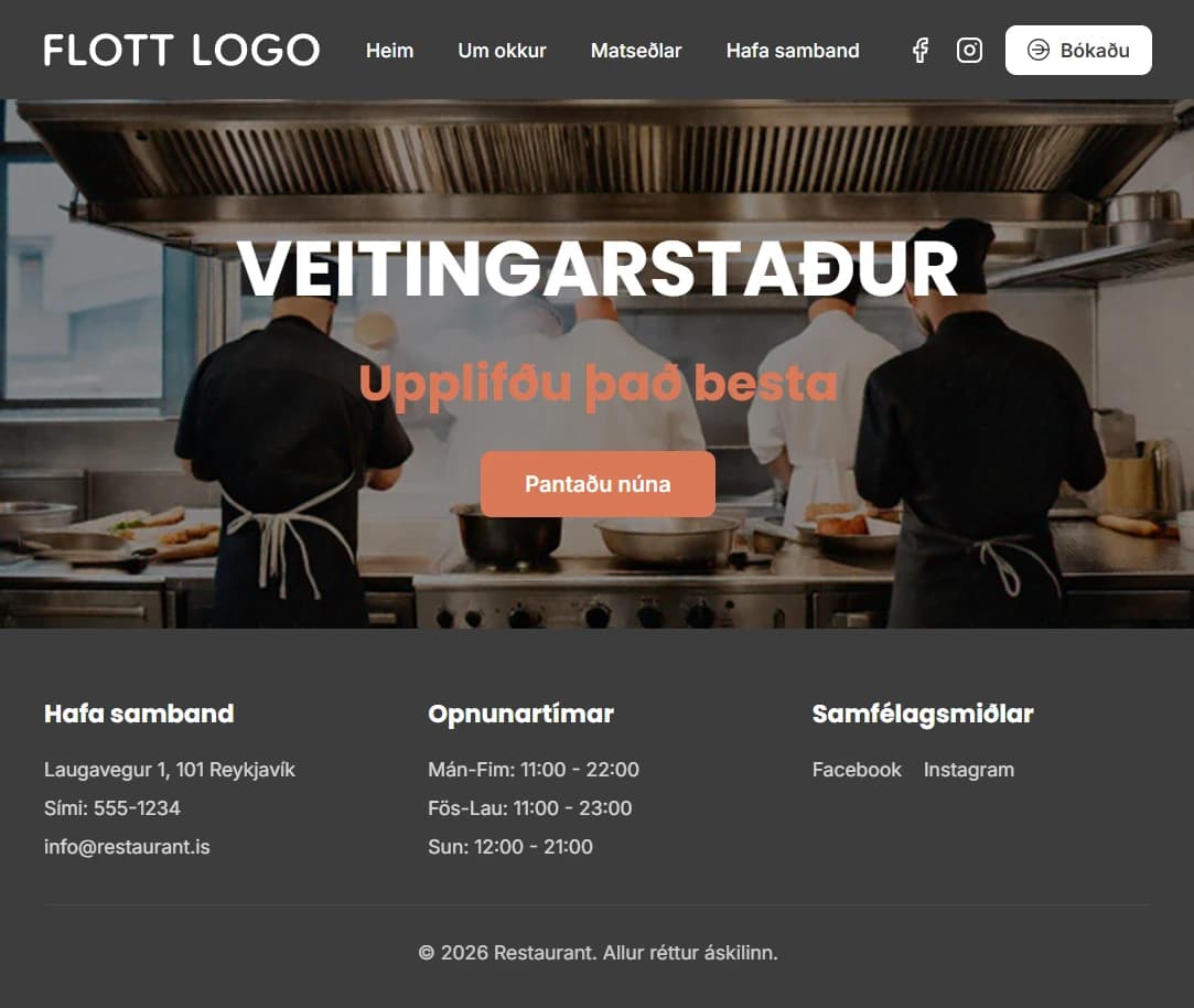 Serva vefsíðugerð - búðu til vefsíðu fyrir veitingastaðinn